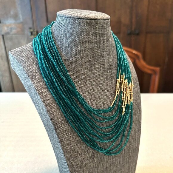Park Lane Tranquility Necklace Necklace Glass Beads 15" + 3" Teal & Gold - Picture 3 of 8